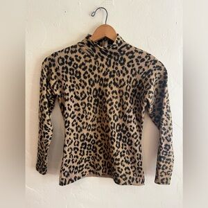 Henri Bendel Leopard Print Turtleneck Sweater